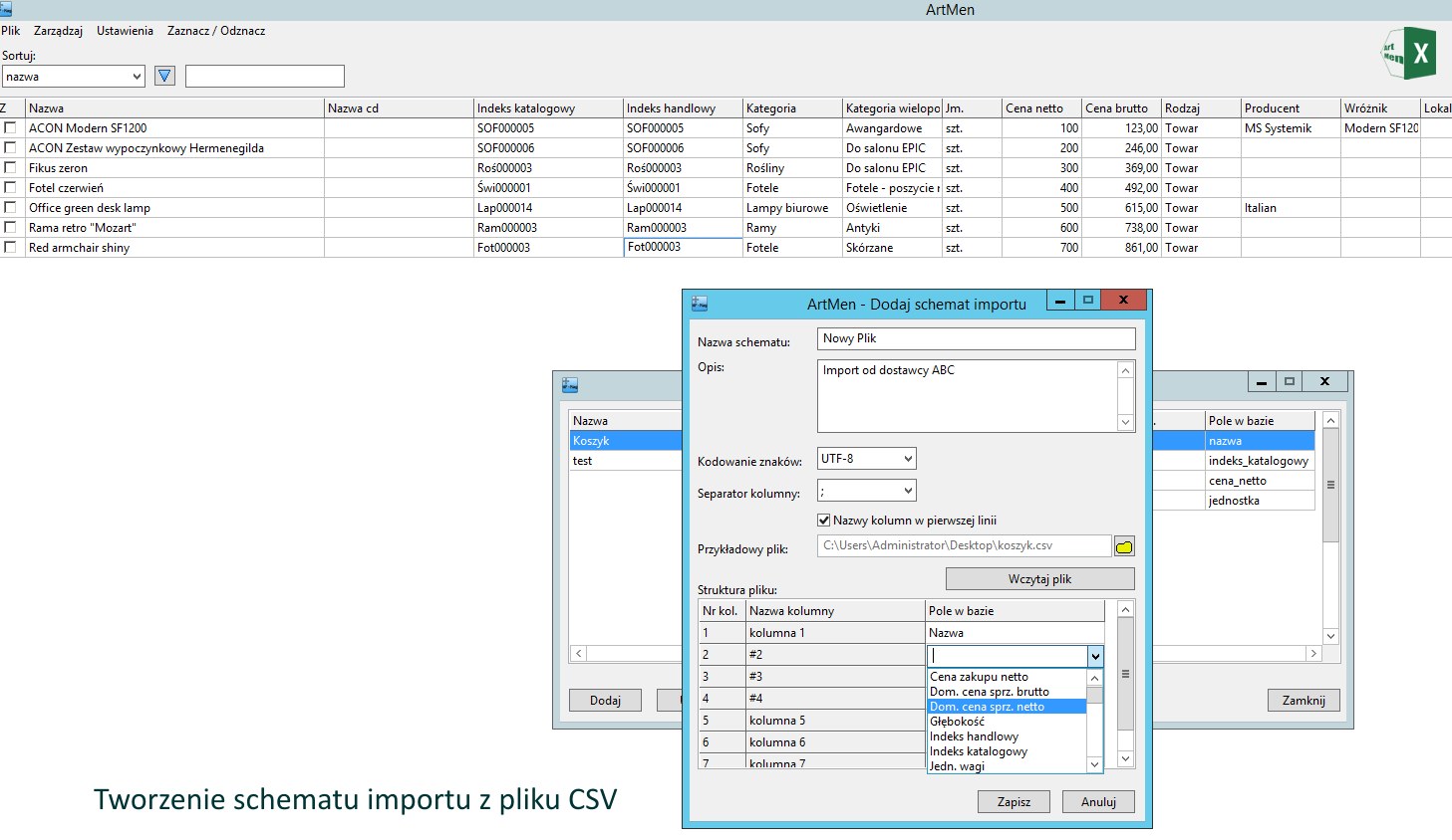 MSS ArtMen import atykułów i cenników do WAPRO Mag z plików CSV/ XLS