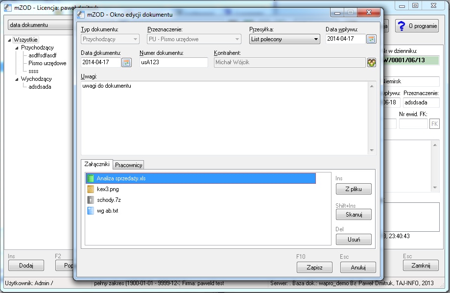 MSS ZOD DocFLOW-Stanowisko sieciowe